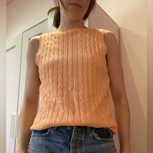 Gap cable knit sweater vest peach